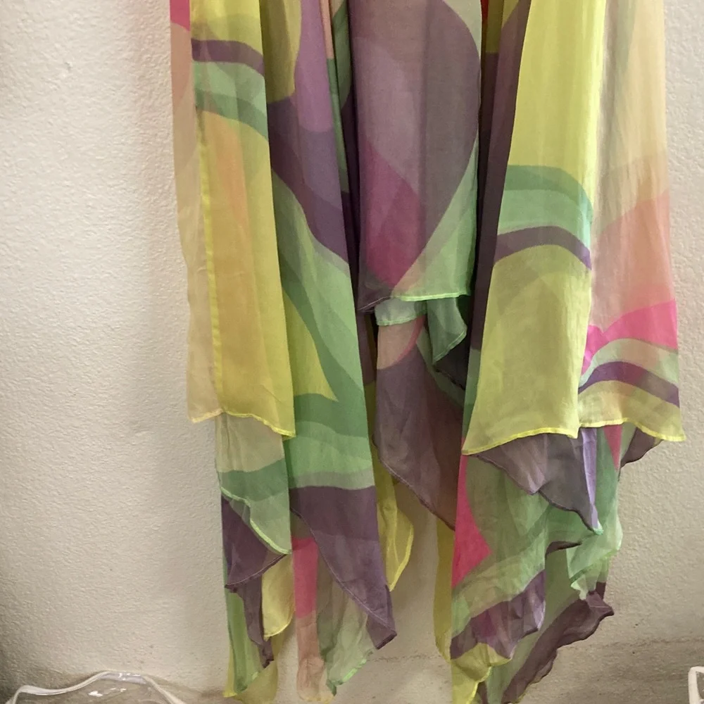 Siddhartha Bansal Sleeveless Maxi asymmetrical rainbow evening cocktail Dress M - Picture 2 of 9